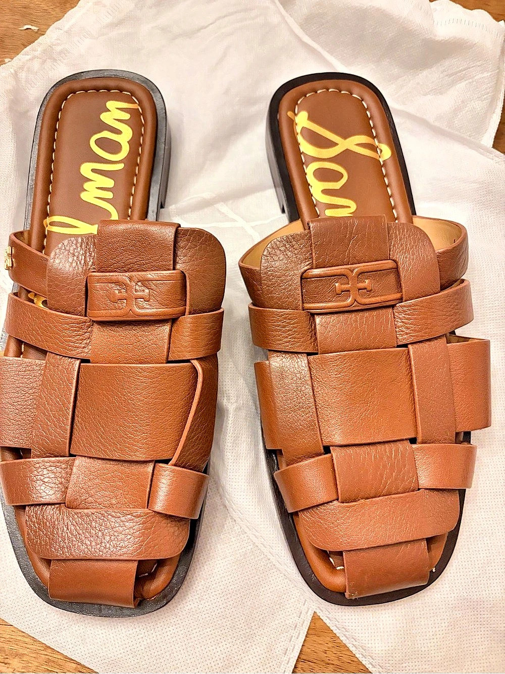 Sam Edelman Nola Woven Mule Slide Flat Sandals Brown 8 1/2